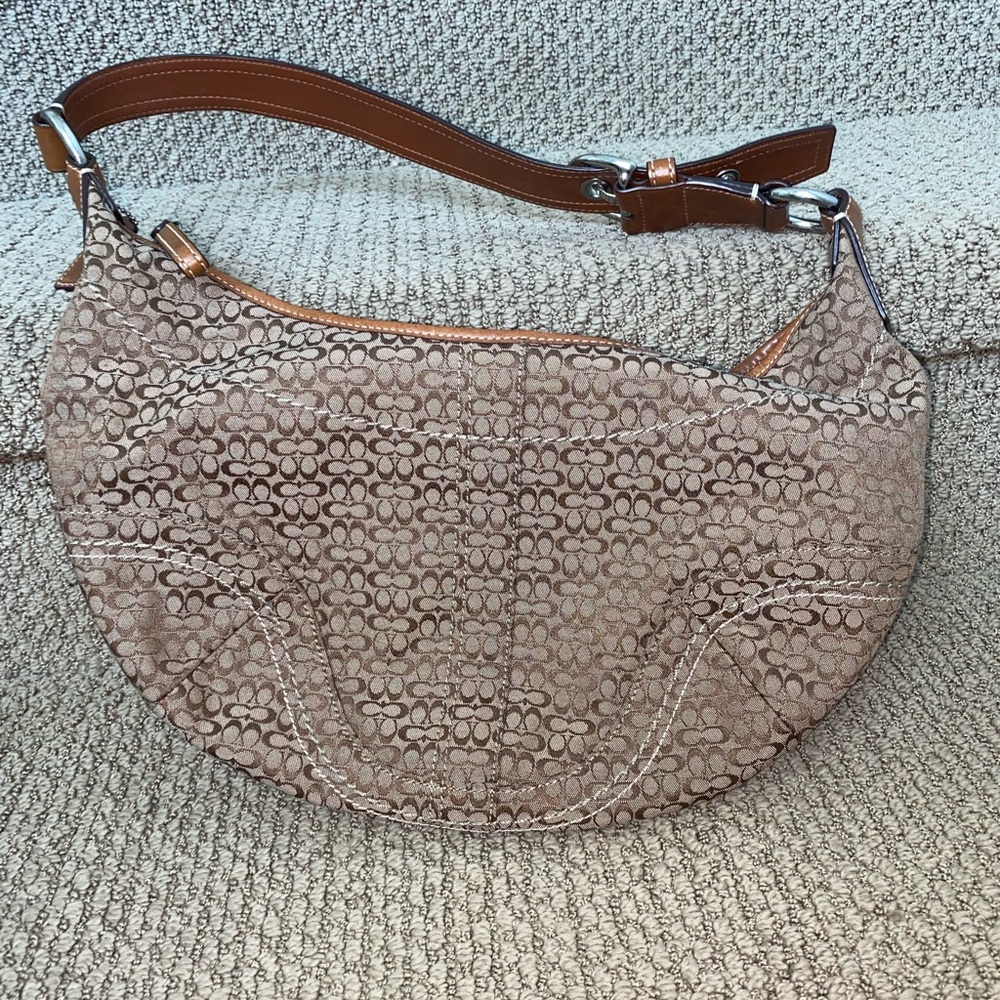 Coach Brown and Tan Monogram Shoulder Bag - Picture 4 of 8
